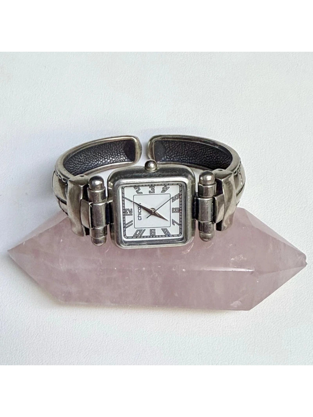 Chico's Silver-Tone Hinged Cuff Watch